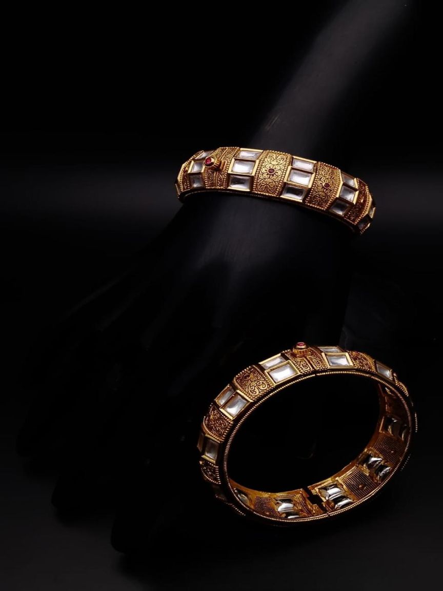 BANGLES IN KUNDAN (VILANDI) STYLE | DESIGN - 34039