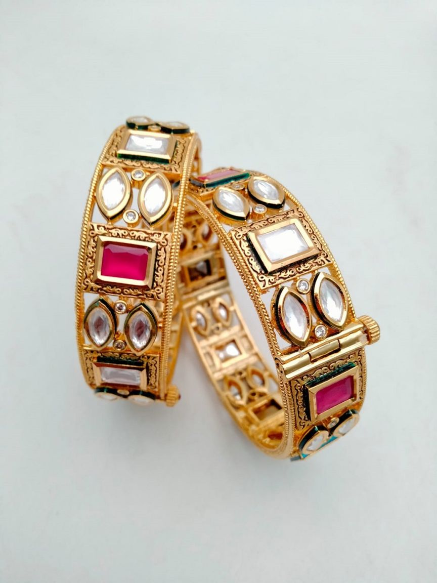 BANGLES IN KUNDAN (VILANDI) STYLE | DESIGN - 34087