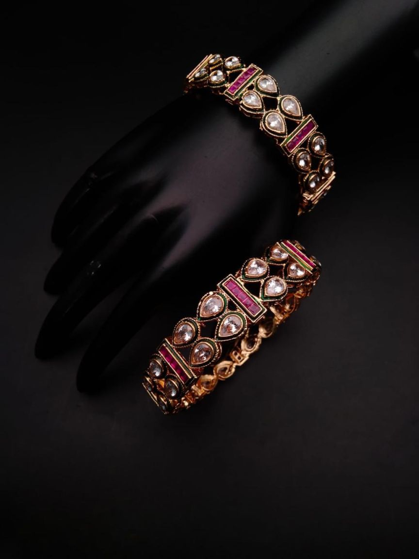 BANGLES IN POLKI (GOLD POLISH) STYLE | DESIGN - 25079