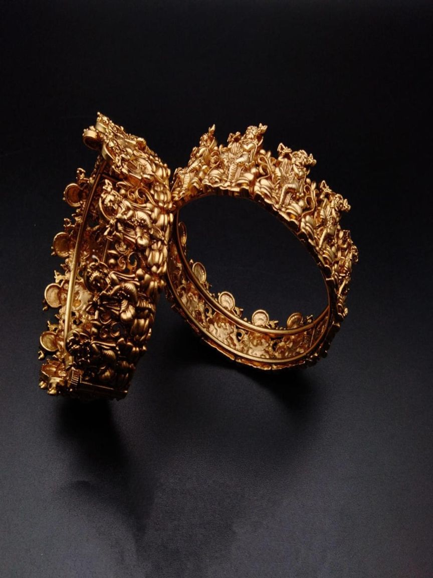 BANGLES IN POLKI (GOLD POLISH) STYLE | DESIGN - 25198