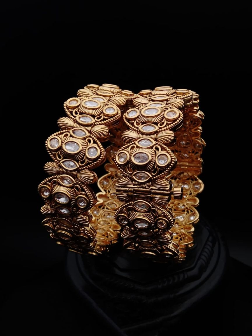 BANGLES IN POLKI (GOLD POLISH) STYLE | DESIGN - 25224