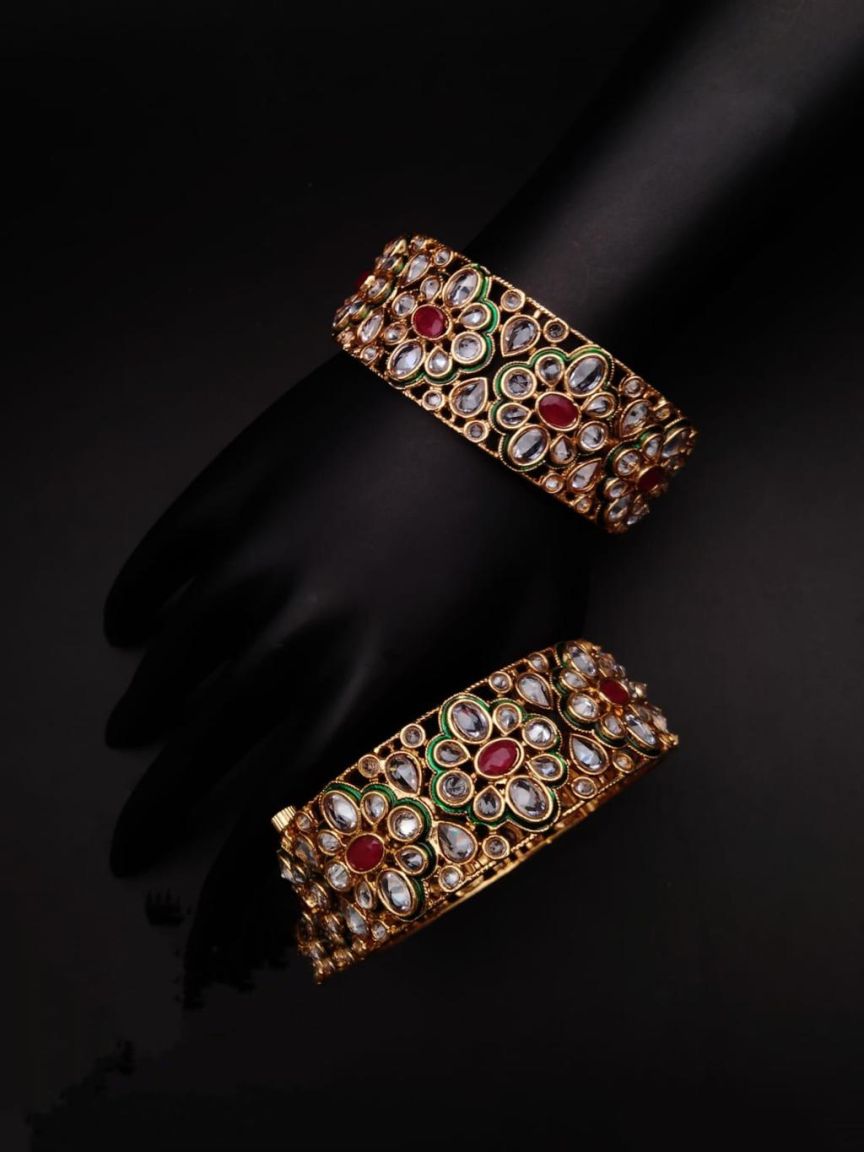 BANGLES IN POLKI (GOLD POLISH) STYLE | DESIGN - 25228