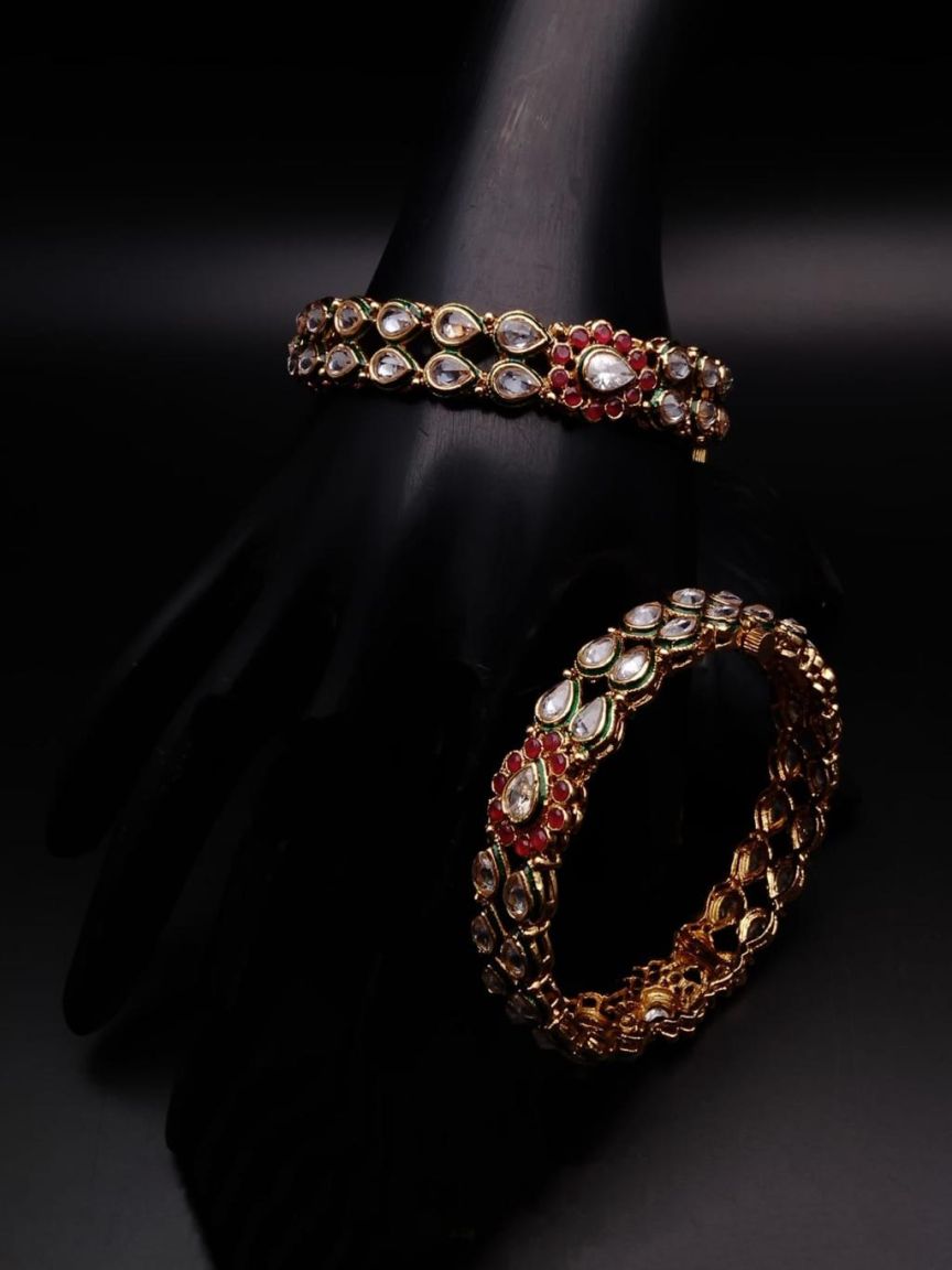 BANGLES IN POLKI (GOLD POLISH) STYLE | DESIGN - 25237