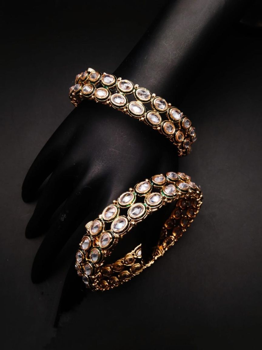 BANGLES IN POLKI (GOLD POLISH) STYLE | DESIGN - 25238