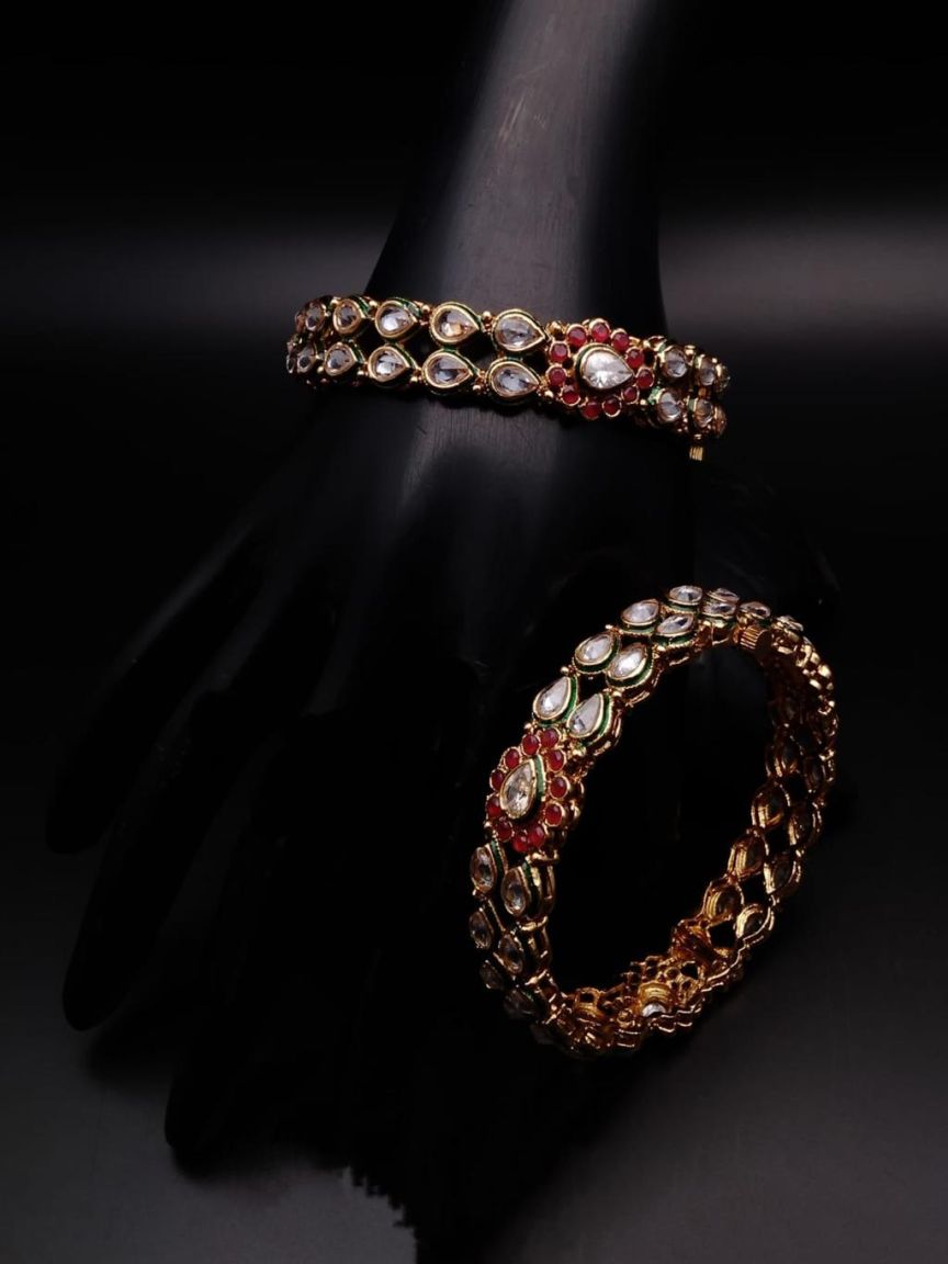 BANGLES IN POLKI (GOLD POLISH) STYLE | DESIGN - 25286