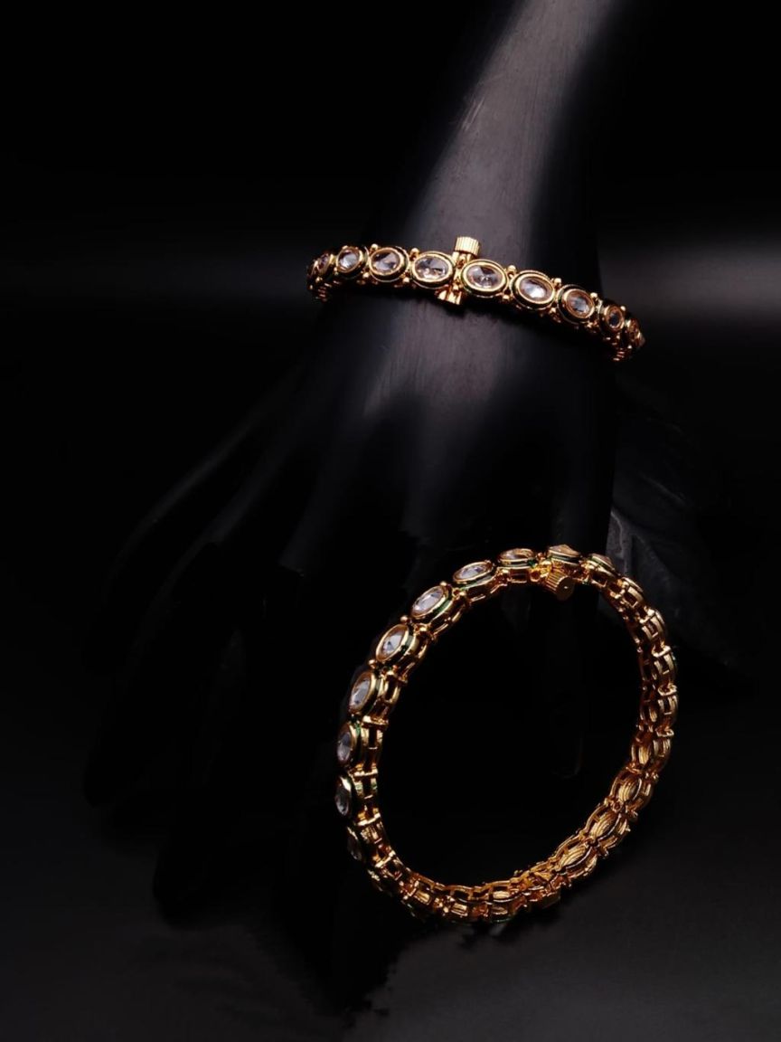 BANGLES IN POLKI (GOLD POLISH) STYLE | DESIGN - 25290