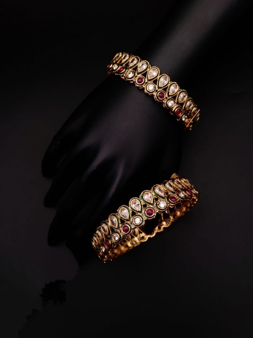 BANGLES IN POLKI (GOLD POLISH) STYLE | DESIGN - 25294