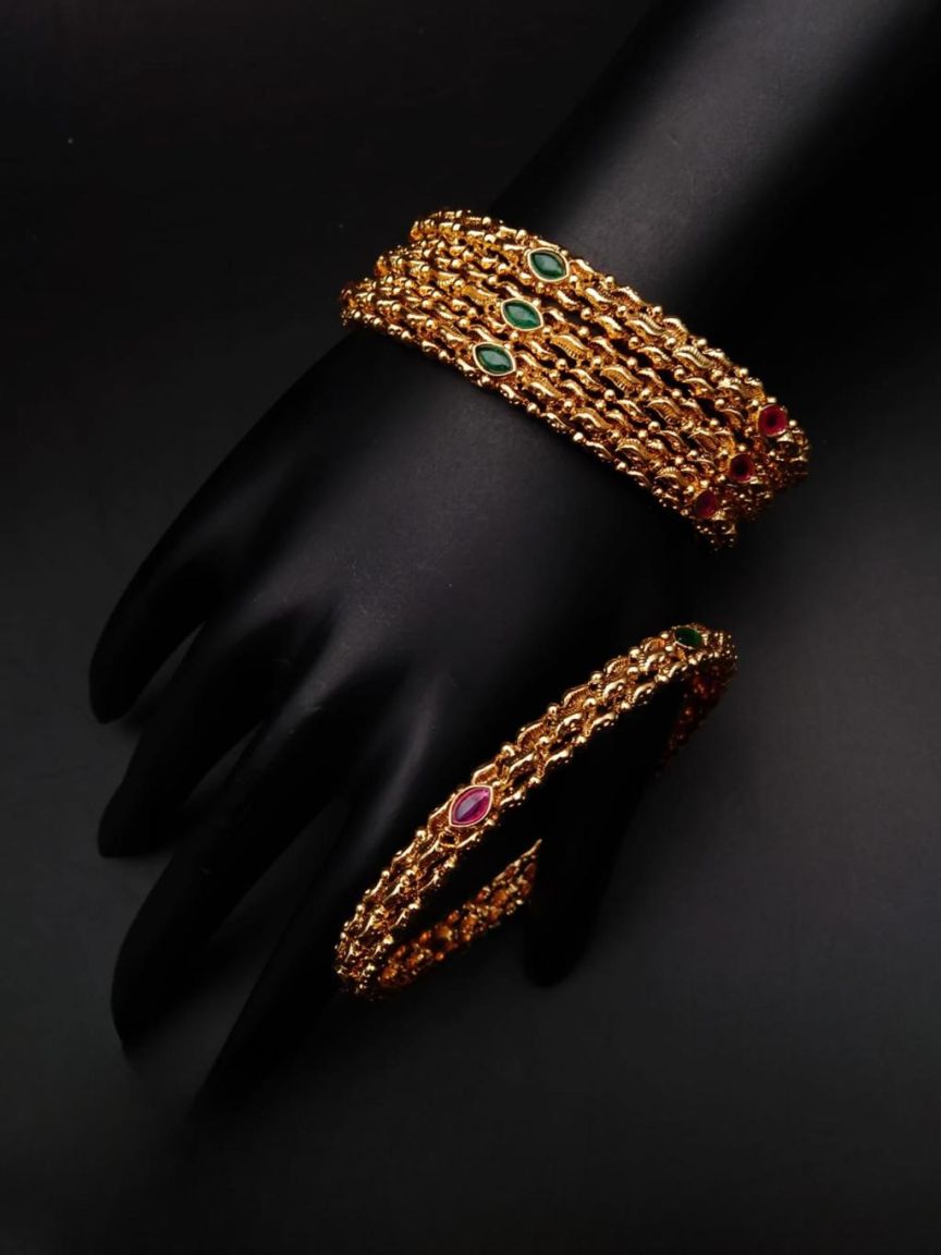 BANGLES IN POLKI (GOLD POLISH) STYLE | DESIGN - 25425