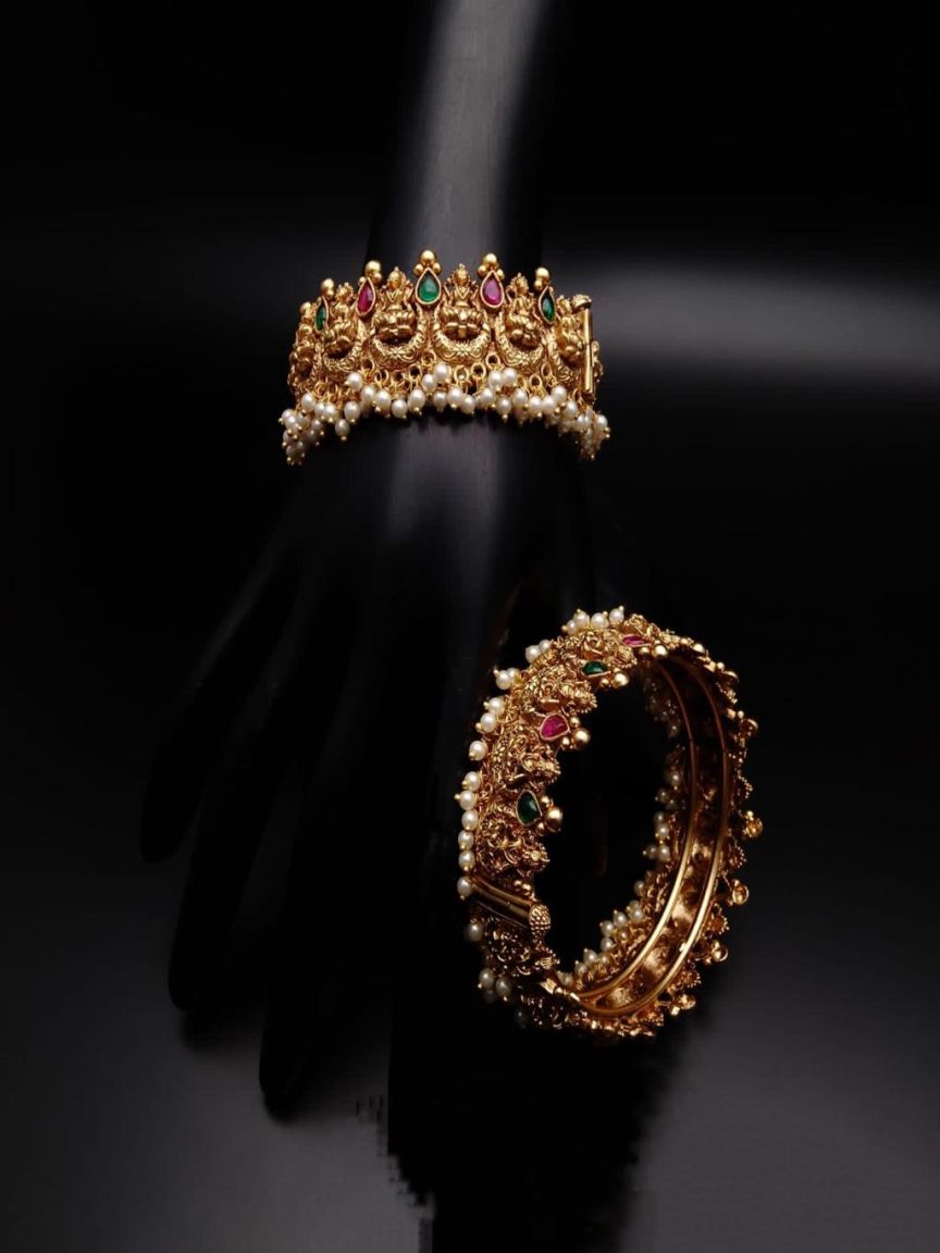 BANGLES IN POLKI (GOLD POLISH) STYLE | DESIGN - 25452