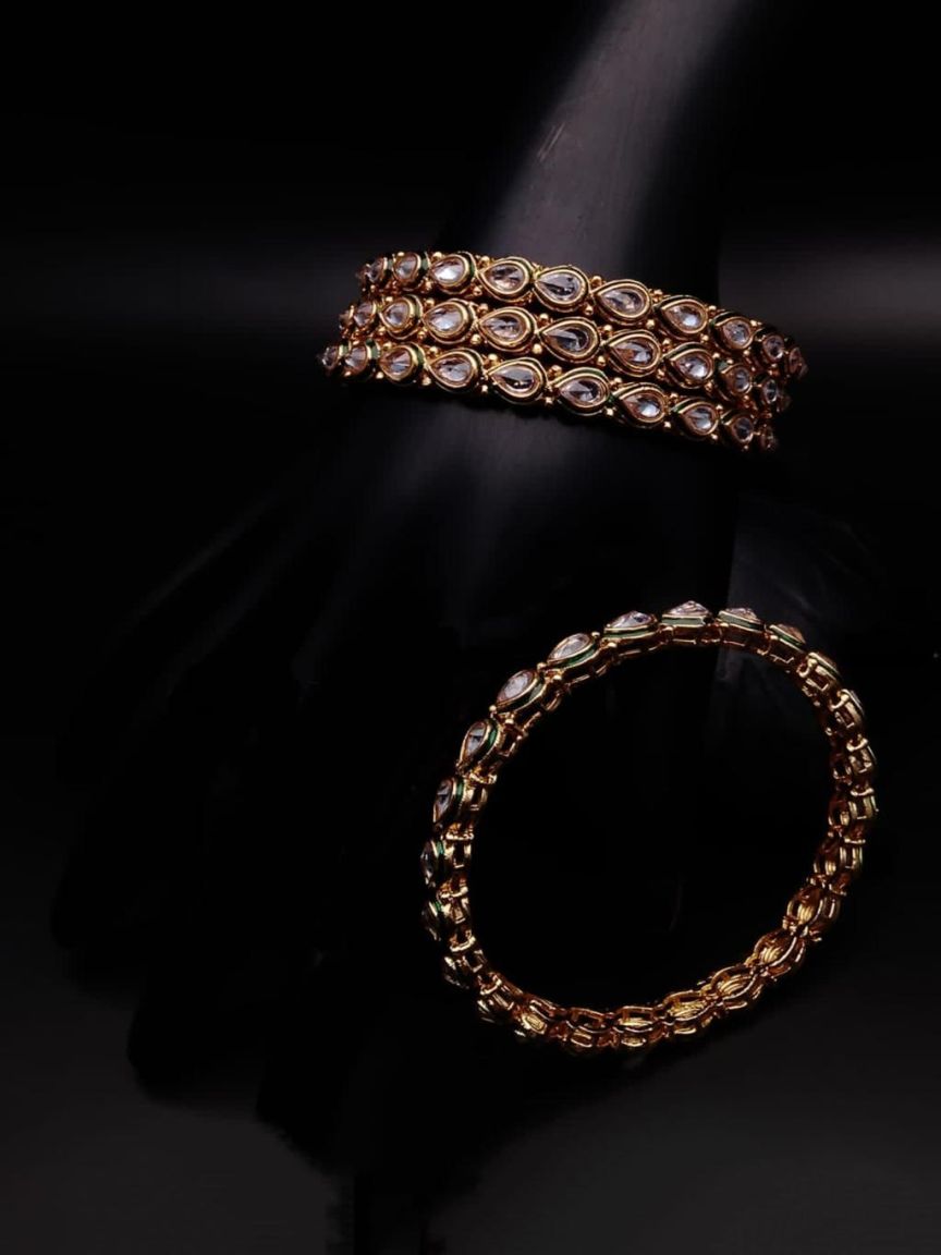 BANGLES IN POLKI (GOLD POLISH) STYLE | DESIGN - 25457