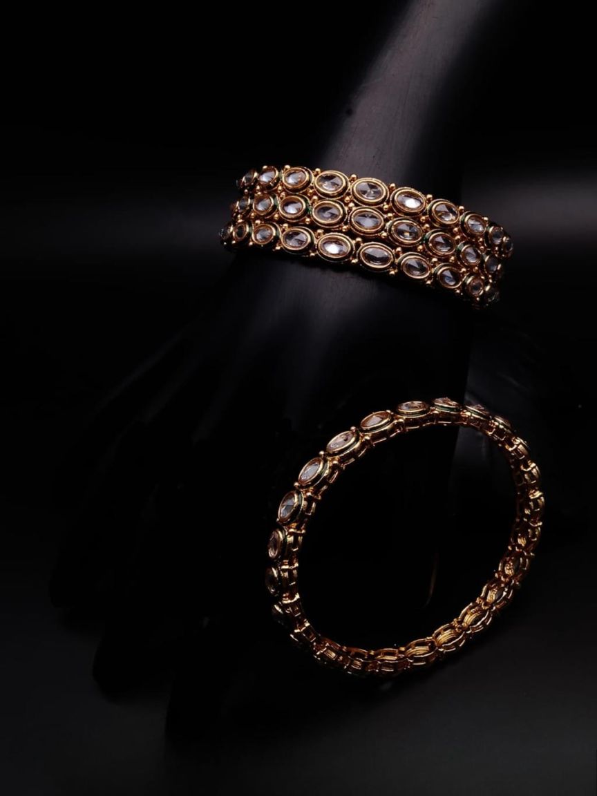 BANGLES IN POLKI (GOLD POLISH) STYLE | DESIGN - 25458