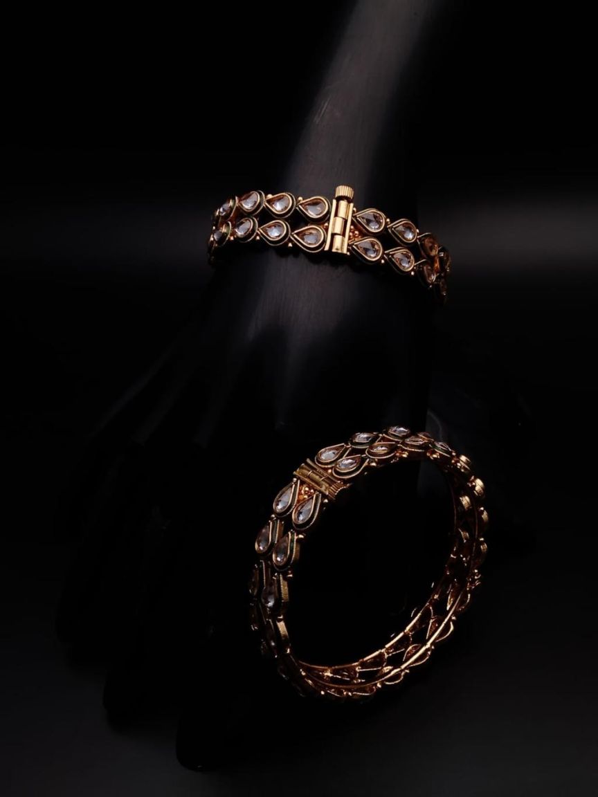 BANGLES IN POLKI (GOLD POLISH) STYLE | DESIGN - 25464