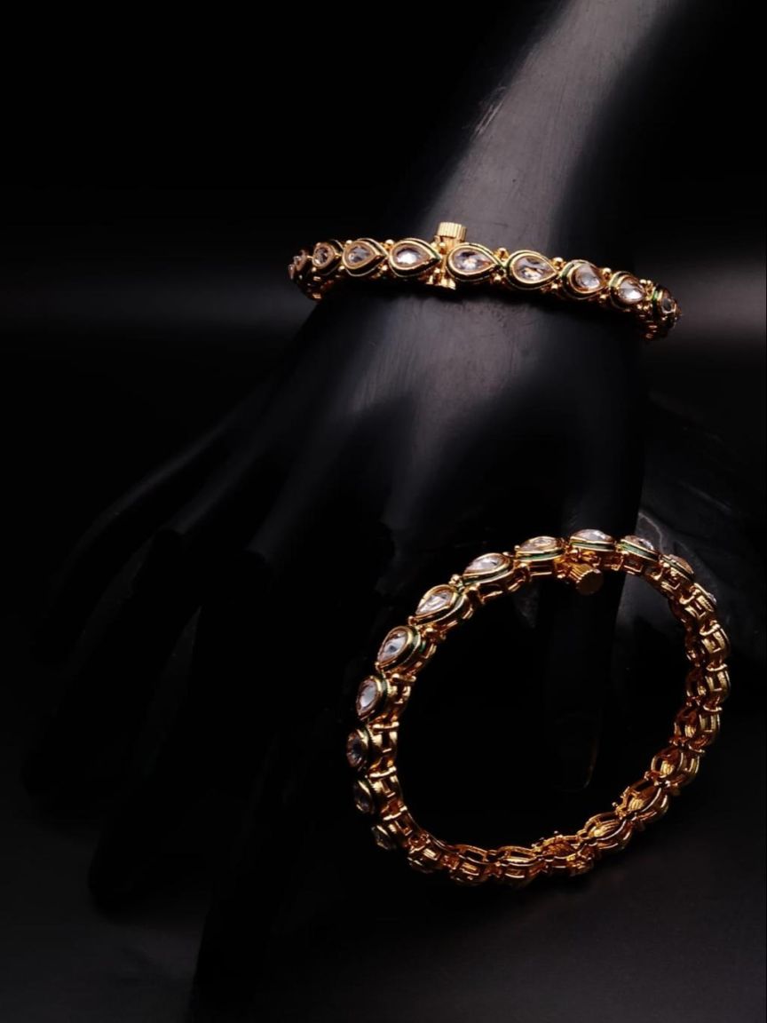 BANGLES IN POLKI (GOLD POLISH) STYLE | DESIGN - 25466