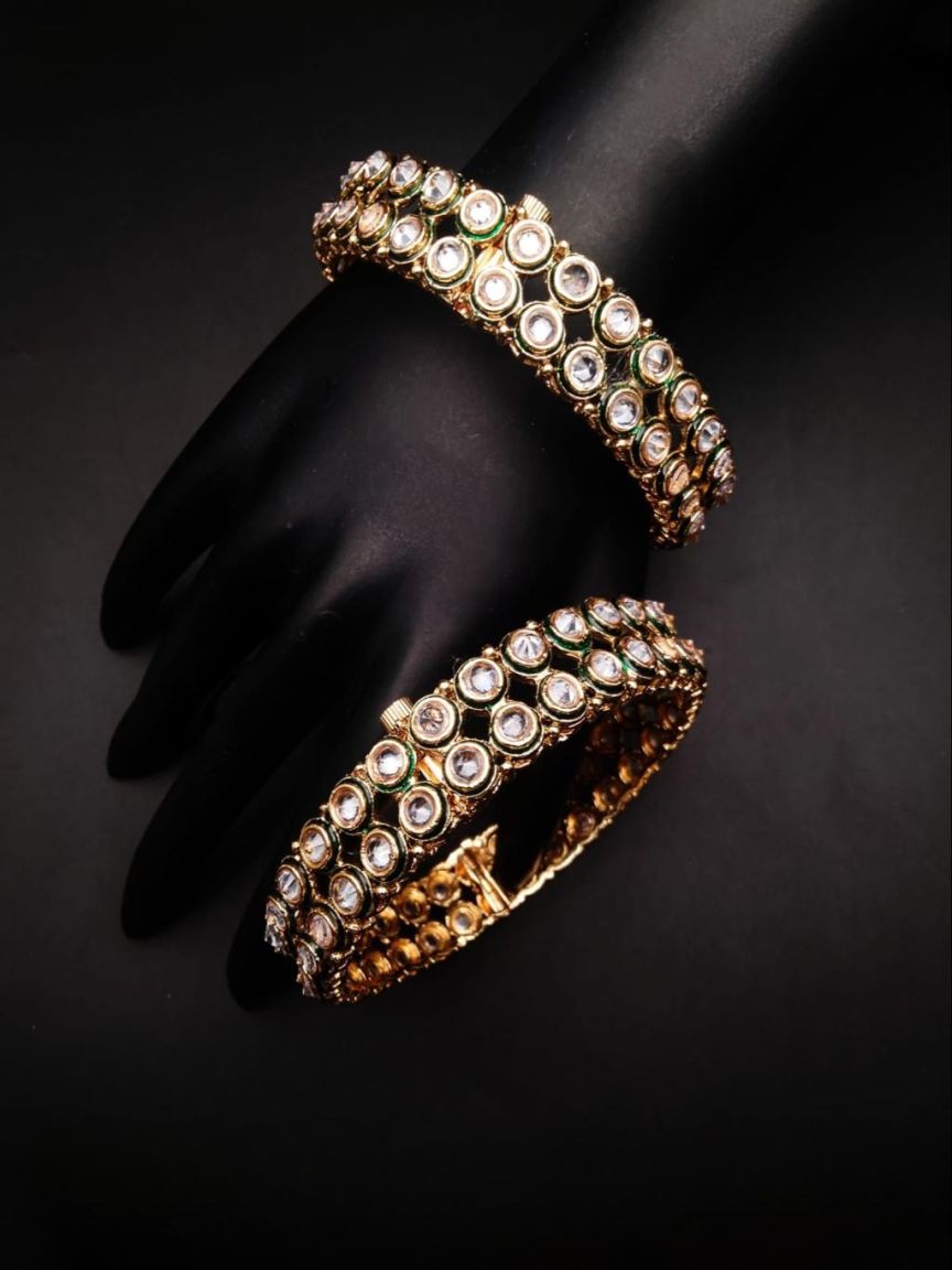 BANGLES IN POLKI (GOLD POLISH) STYLE | DESIGN - 25468