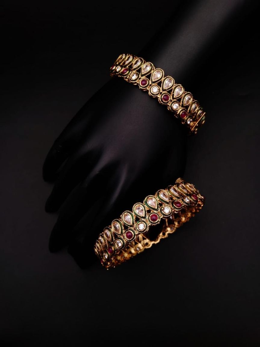 BANGLES IN POLKI (GOLD POLISH) STYLE | DESIGN - 25469