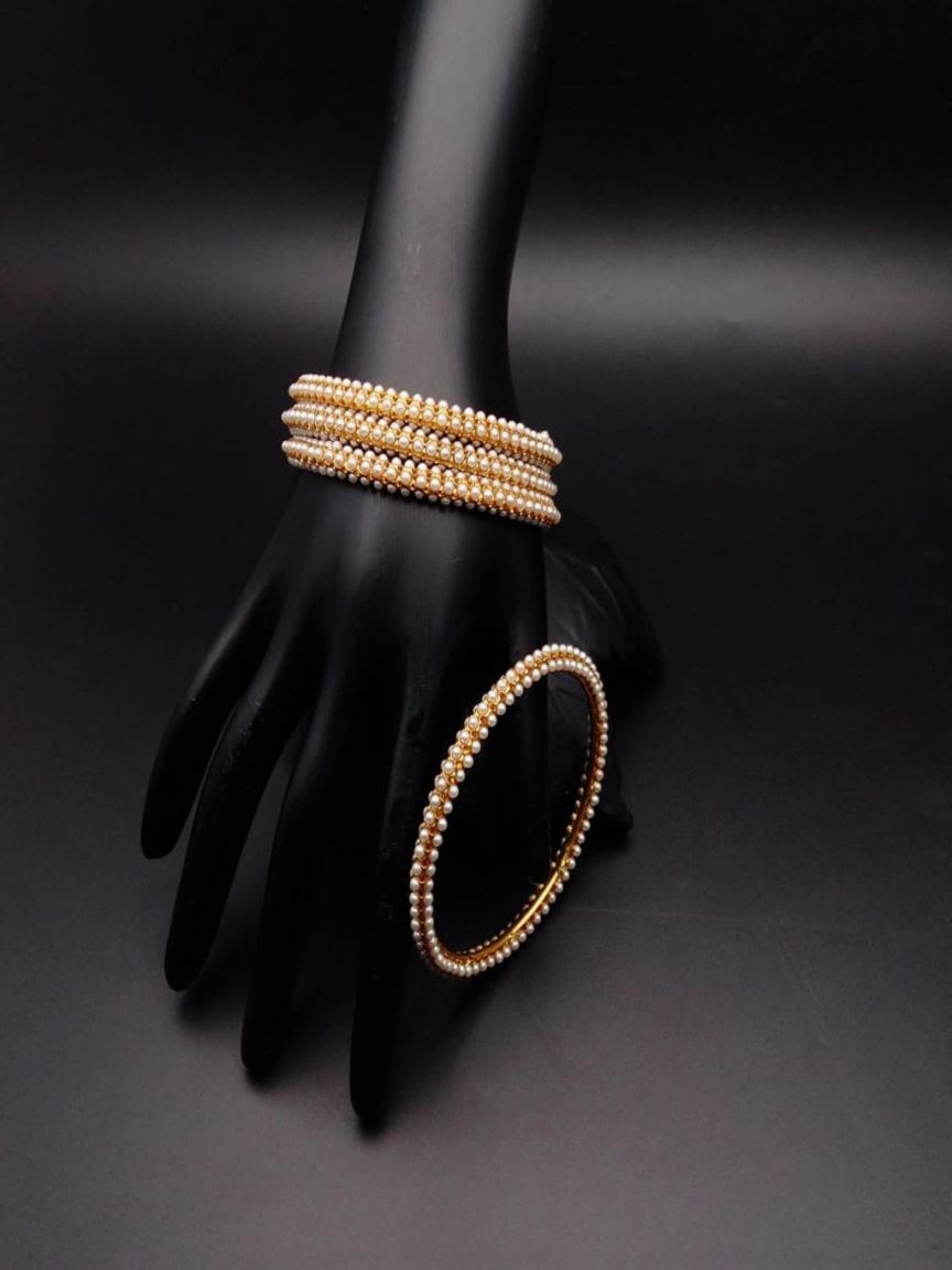 BANGLES IN POLKI (GOLD POLISH) STYLE | DESIGN - 25475