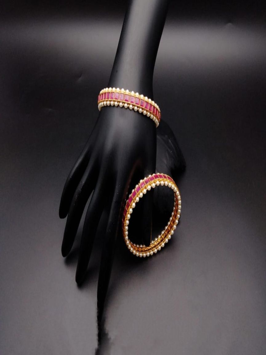 BANGLES IN POLKI (GOLD POLISH) STYLE | DESIGN - 25503