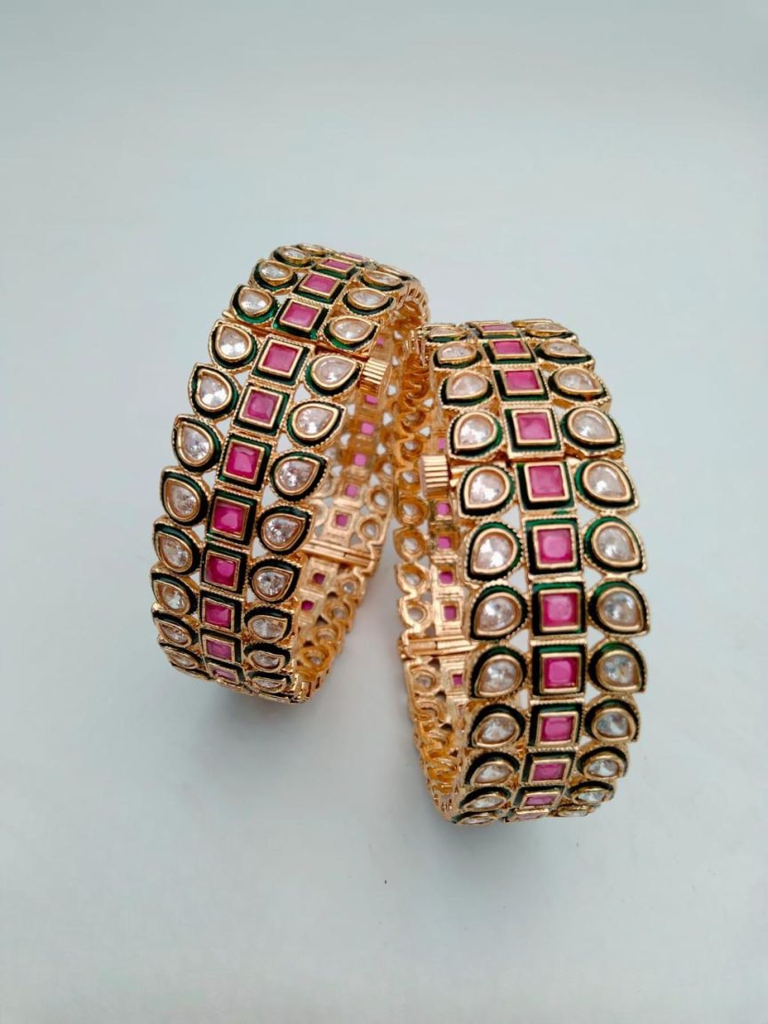 BANGLES IN POLKI (GOLD POLISH) STYLE | DESIGN - 25504