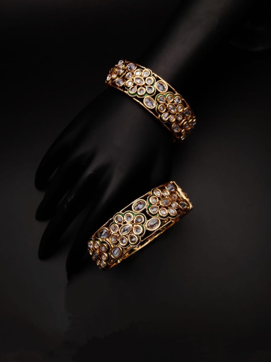 BANGLES IN POLKI (GOLD POLISH) STYLE | DESIGN - 25507