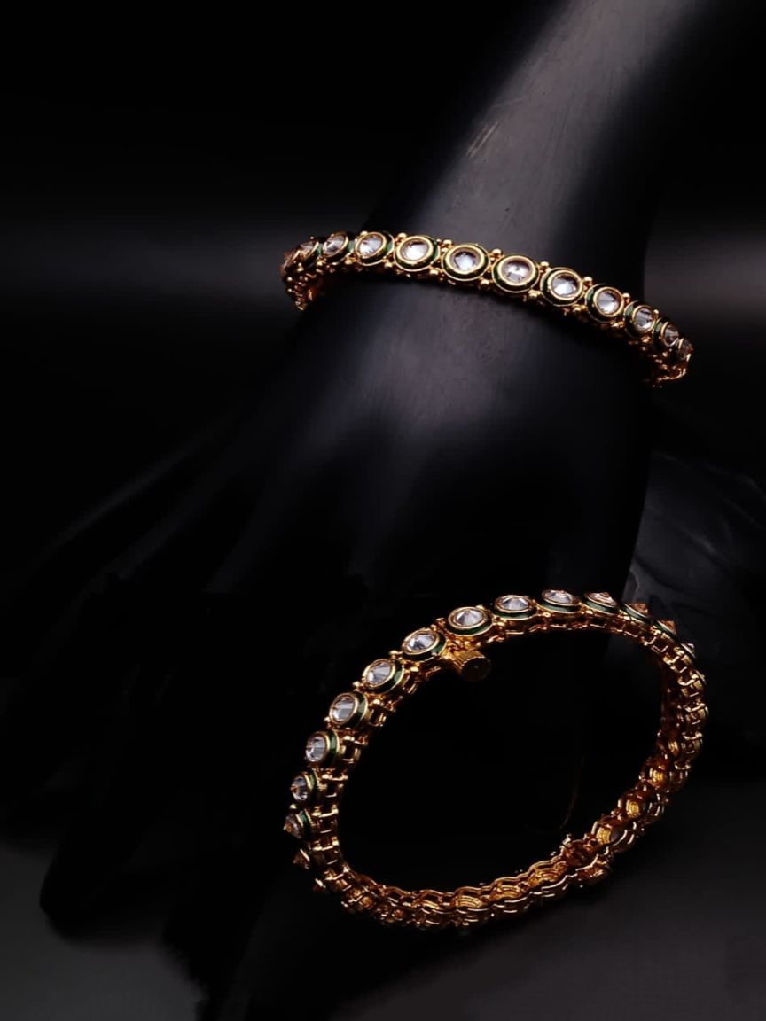 BANGLES IN POLKI (GOLD POLISH) STYLE | DESIGN - 25529