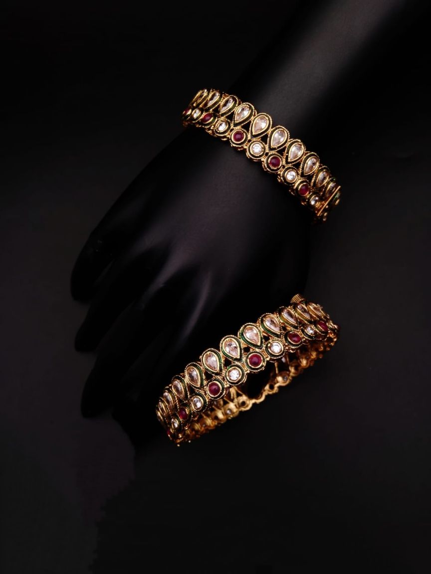 BANGLES IN POLKI (GOLD POLISH) STYLE | DESIGN - 25532