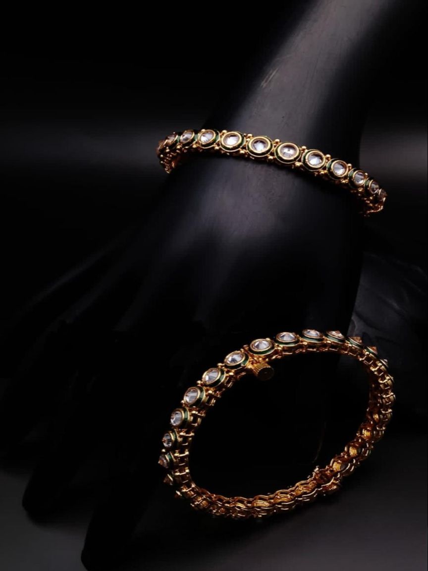 BANGLES IN POLKI (GOLD POLISH) STYLE | DESIGN - 25538