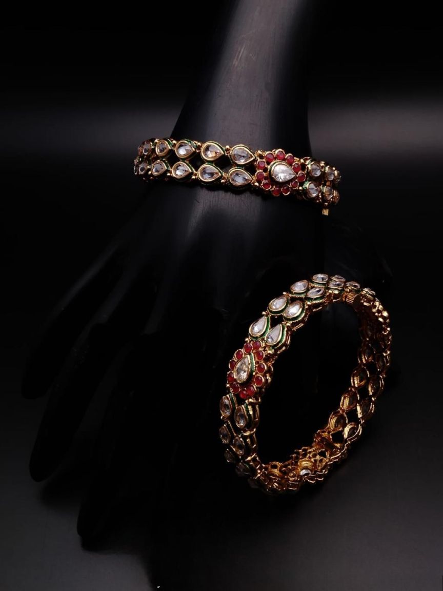 BANGLES IN POLKI (GOLD POLISH) STYLE | DESIGN - 25600