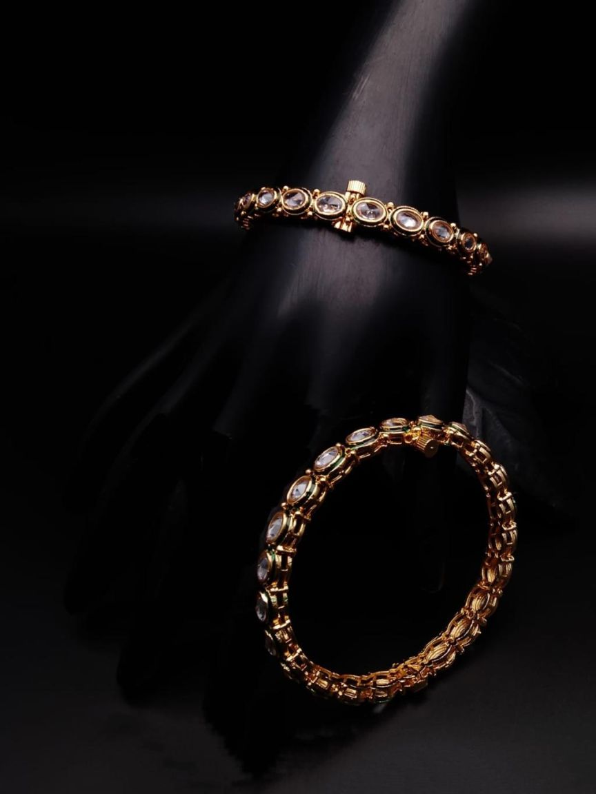 BANGLES IN POLKI (GOLD POLISH) STYLE | DESIGN - 25635