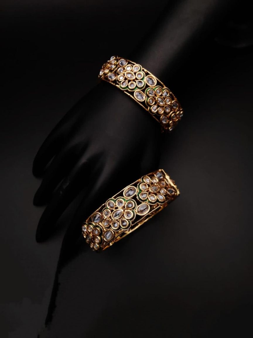 BANGLES IN POLKI (GOLD POLISH) STYLE | DESIGN - 25645