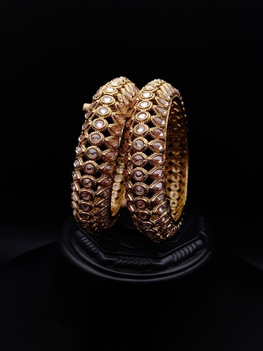 BANGLES IN POLKI (GOLD POLISH) STYLE | DESIGN - 25691