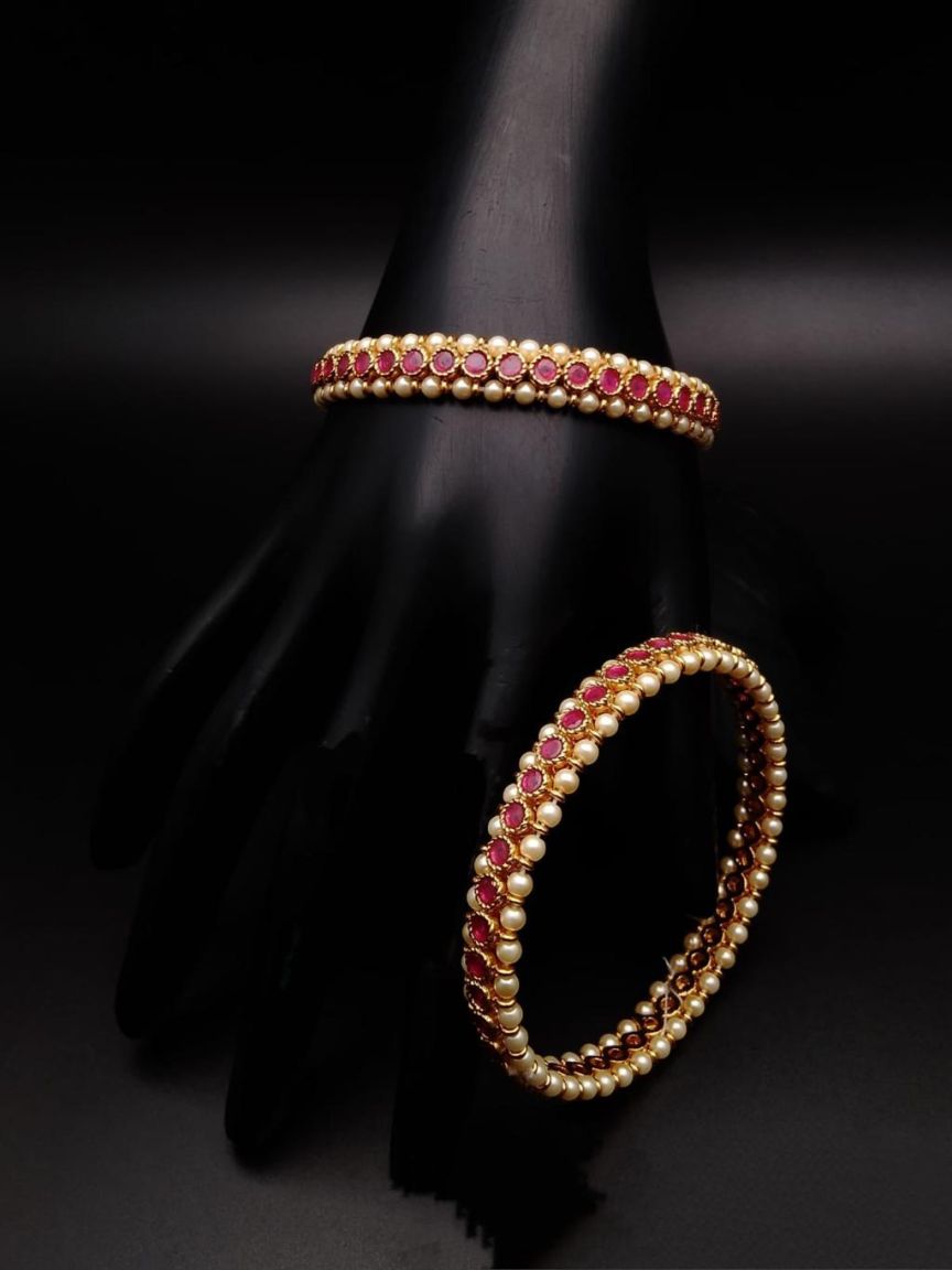BANGLES IN POLKI (GOLD POLISH) STYLE | DESIGN - 25693