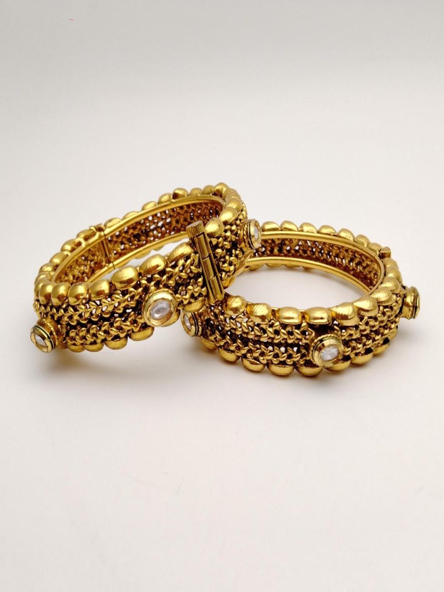 BANGLES IN POLKI (GOLD POLISH) STYLE | DESIGN - 25734