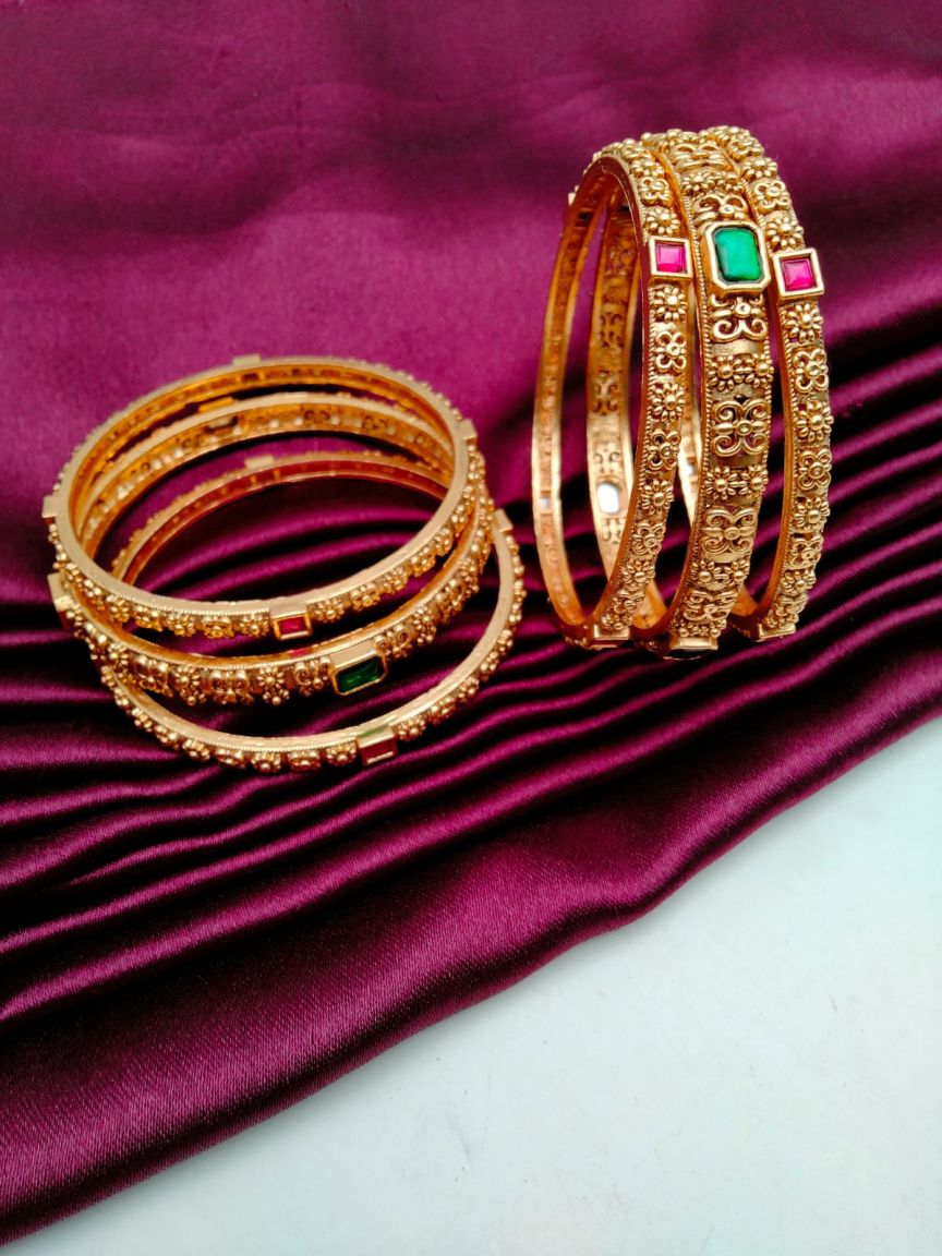 BANGLES IN POLKI (GOLD POLISH) STYLE | DESIGN - 25777