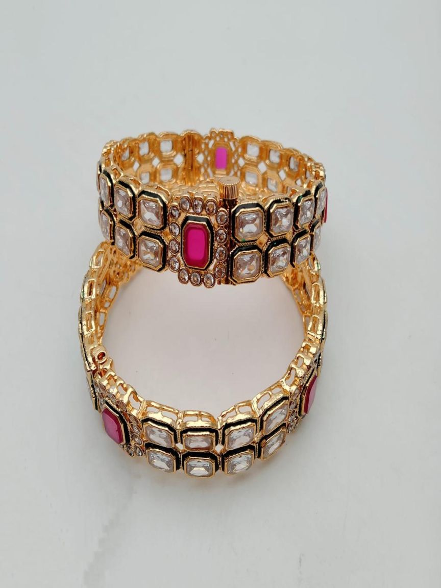 BANGLES IN POLKI (GOLD POLISH) STYLE | DESIGN - 25779