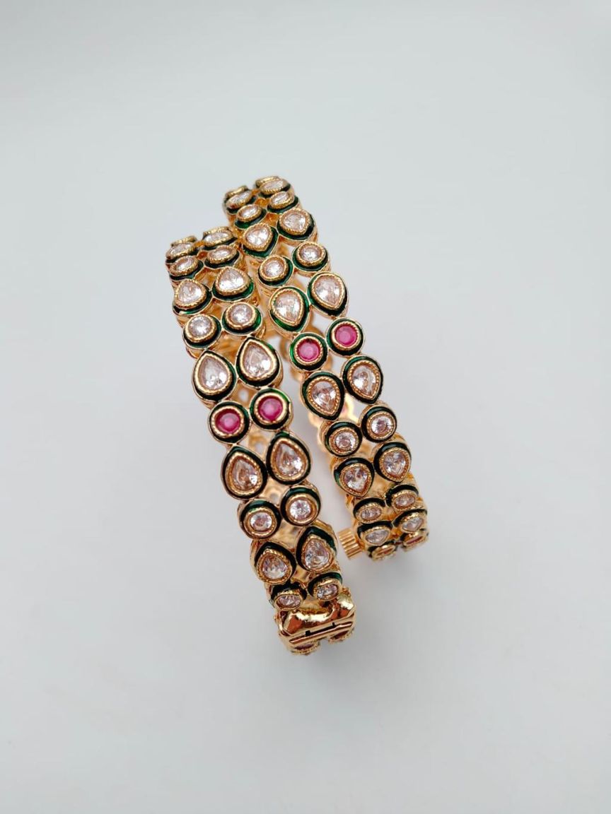 BANGLES IN POLKI (GOLD POLISH) STYLE | DESIGN - 25784