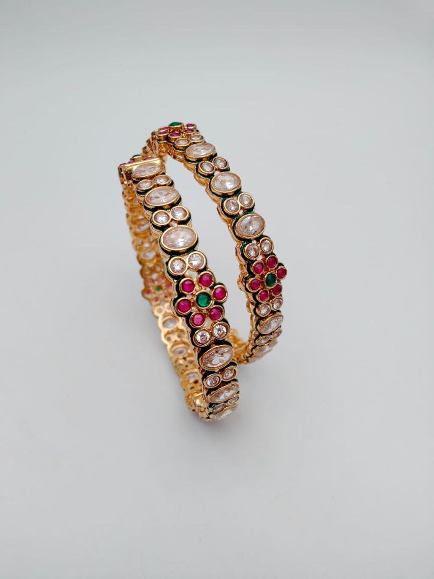 BANGLES IN POLKI (GOLD POLISH) STYLE | DESIGN - 25785