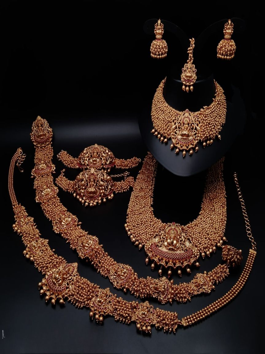 BRIDAL SET IN POLKI (GOLD POLISH) STYLE | DESIGN - 64037