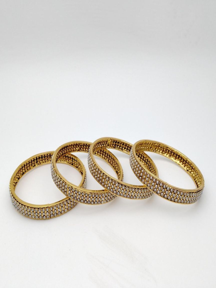 4PS BANGLES (JOTA) IN POLKI (GOLD POLISH) STYLE | DESIGN - 26066