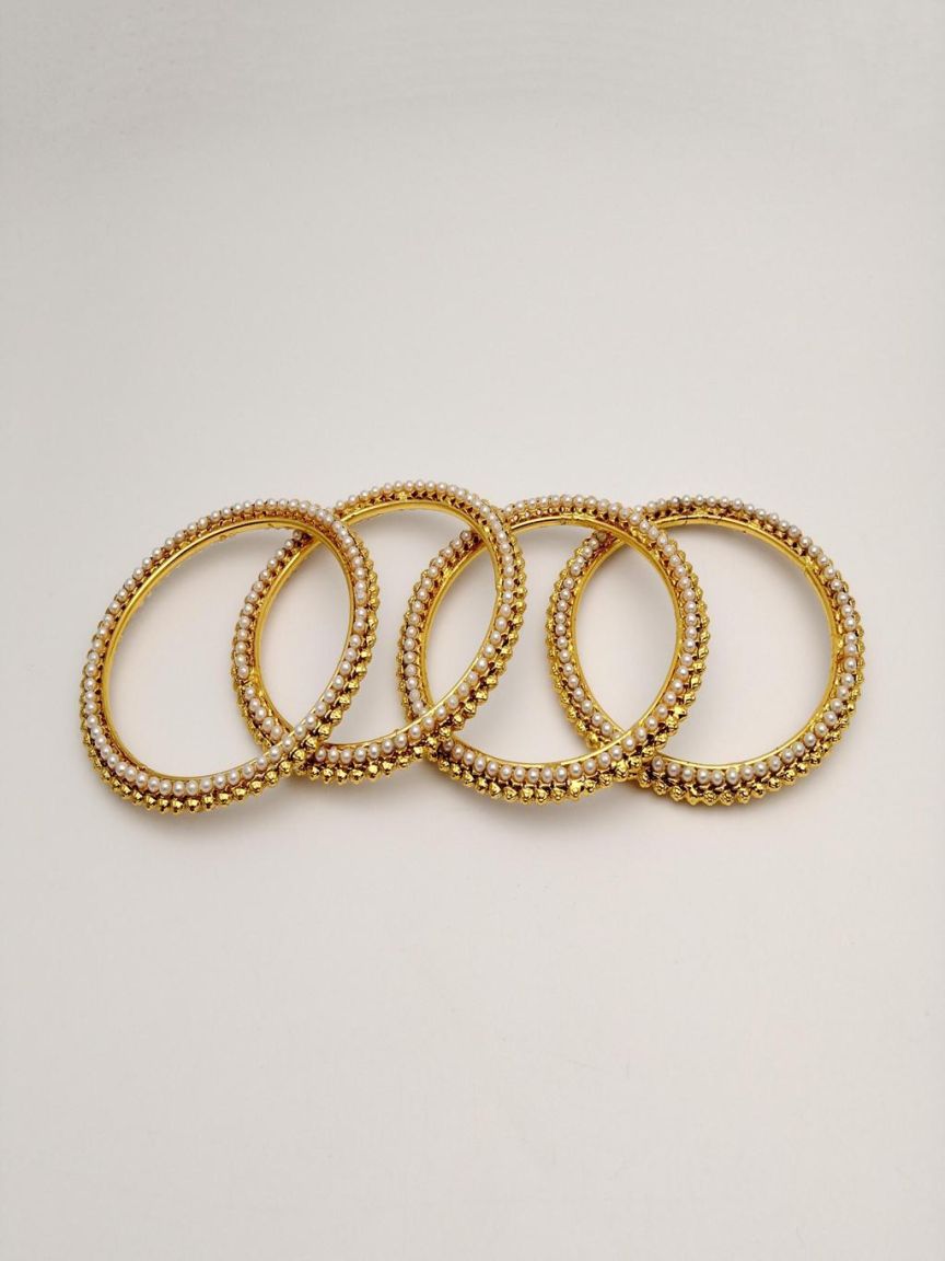 4PS BANGLES (JOTA) IN POLKI (GOLD POLISH) STYLE | DESIGN - 26069