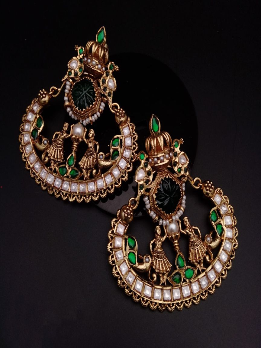 CHAND BALI IN KUNDAN (VILANDI) STYLE | DESIGN - 48002