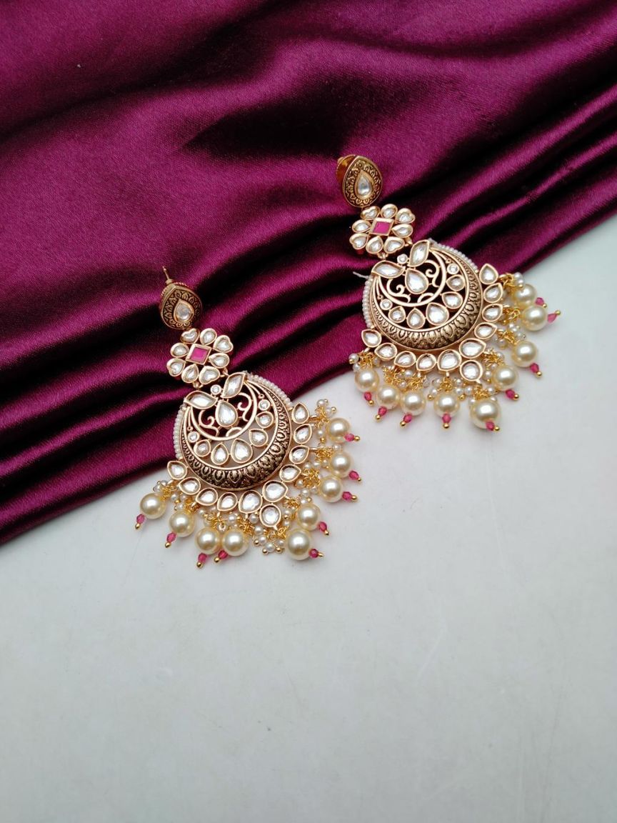 CHAND BALI IN KUNDAN (VILANDI) STYLE | DESIGN - 48070