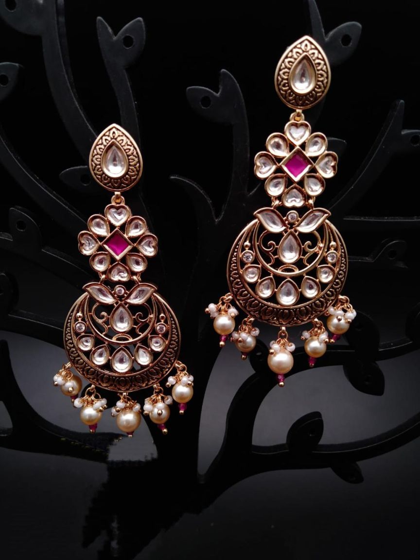 CHAND BALI IN KUNDAN (VILANDI) STYLE | DESIGN - 48070