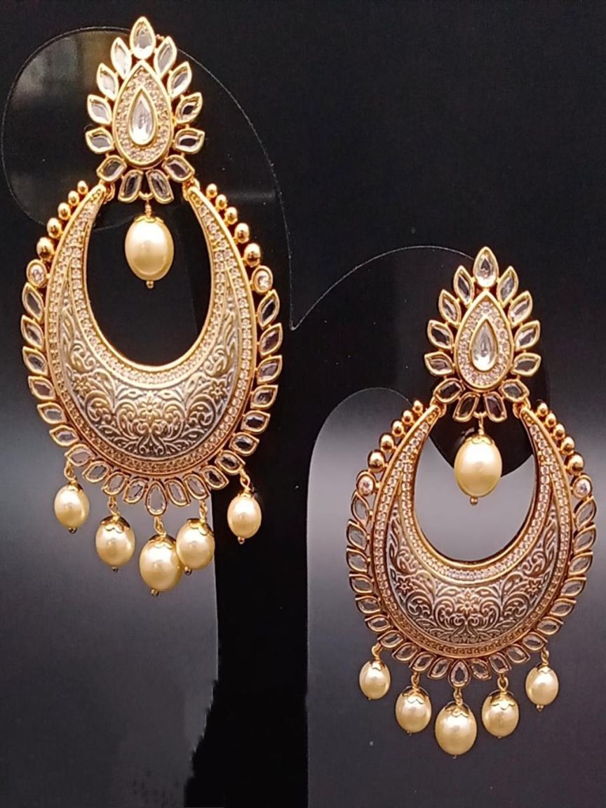 CHAND BALI IN KUNDAN (VILANDI) STYLE | DESIGN - 48074