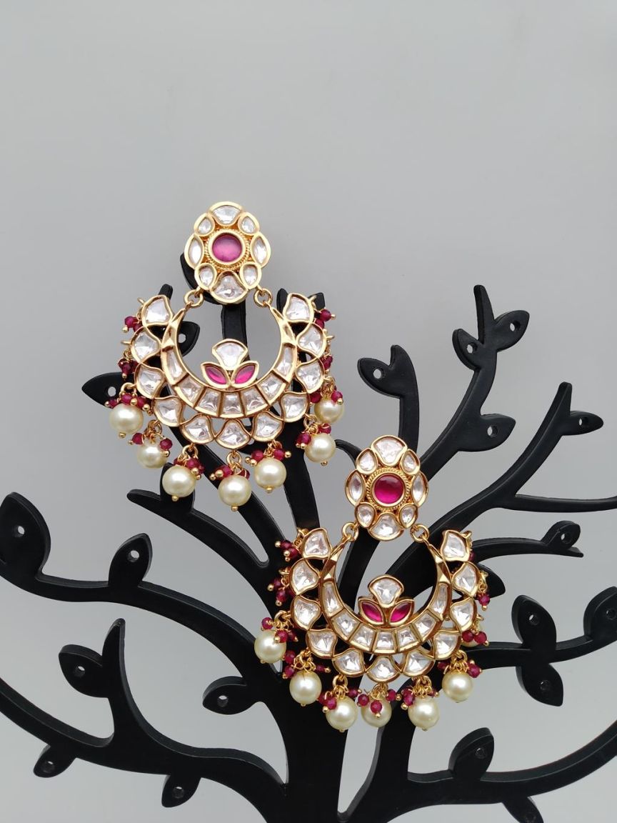 CHAND BALI IN KUNDAN (VILANDI) STYLE | DESIGN - 48076