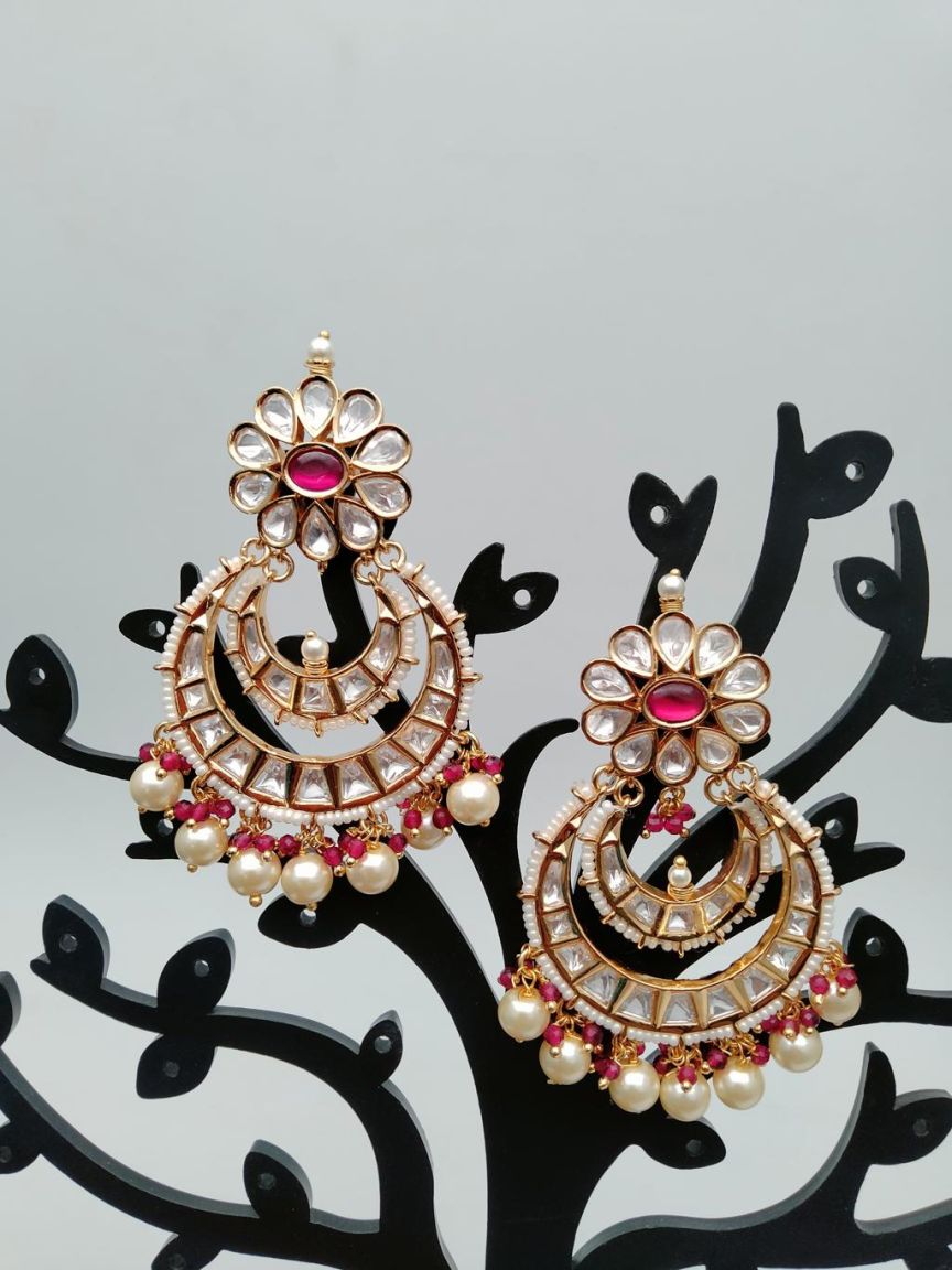 CHAND BALI IN KUNDAN (VILANDI) STYLE | DESIGN - 48079
