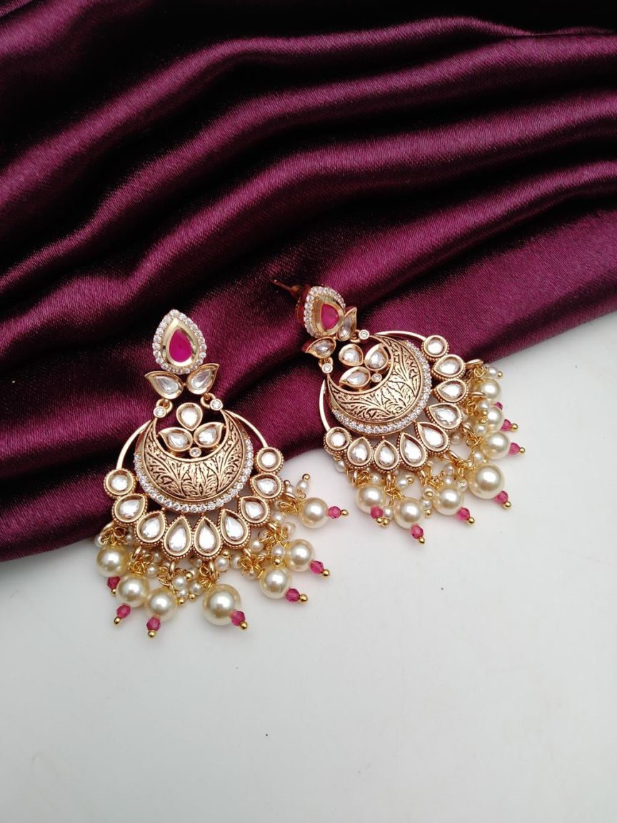 CHAND BALI IN KUNDAN (VILANDI) STYLE | DESIGN - 48081