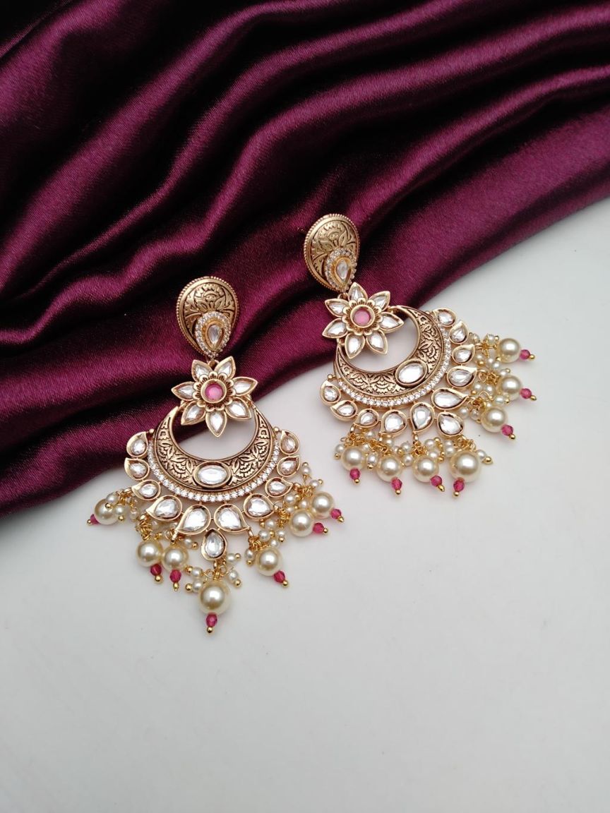 CHAND BALI IN KUNDAN (VILANDI) STYLE | DESIGN - 48082