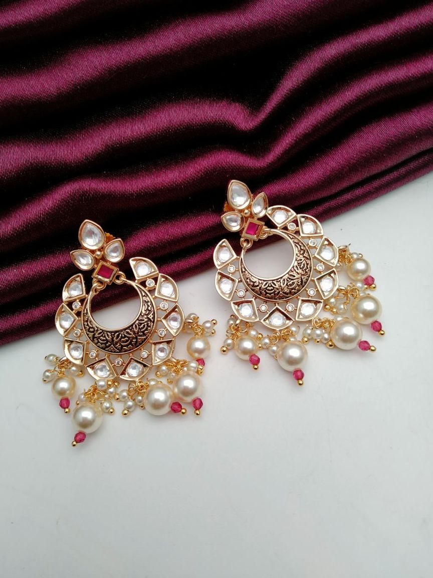 CHAND BALI IN KUNDAN (VILANDI) STYLE | DESIGN - 48085