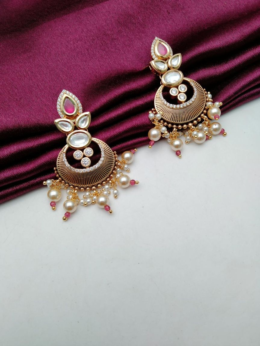 CHAND BALI IN KUNDAN (VILANDI) STYLE | DESIGN - 48096