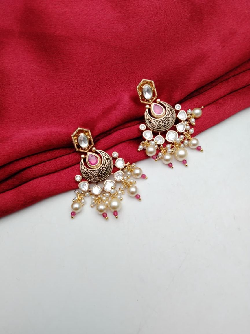 CHAND BALI IN KUNDAN (VILANDI) STYLE | DESIGN - 48099